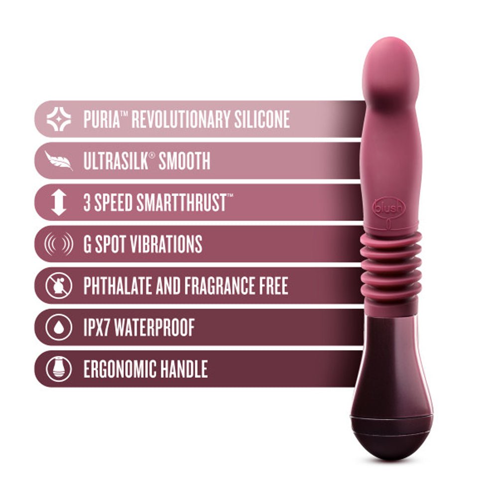Temptasia Trixie Rechargeable 10 in. Silicone Thrusting Dildo Wine - Image 8