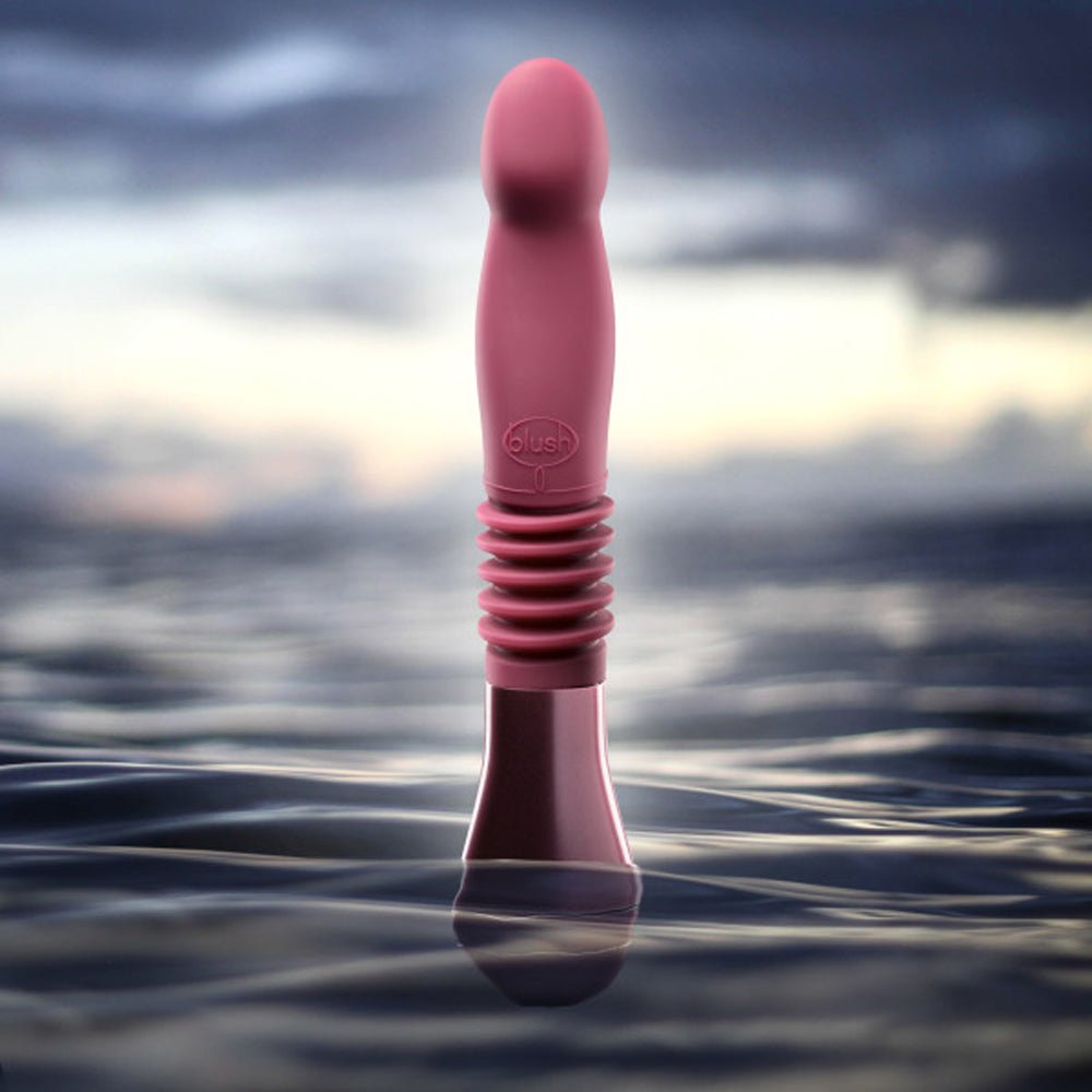 Temptasia Trixie Rechargeable 10 in. Silicone Thrusting Dildo Wine - Image 9