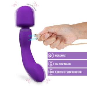 Wellness Dual Sense Rechargeable Silicone Dual Ended G-Spot & Wand Vibrator Purple - Image 8