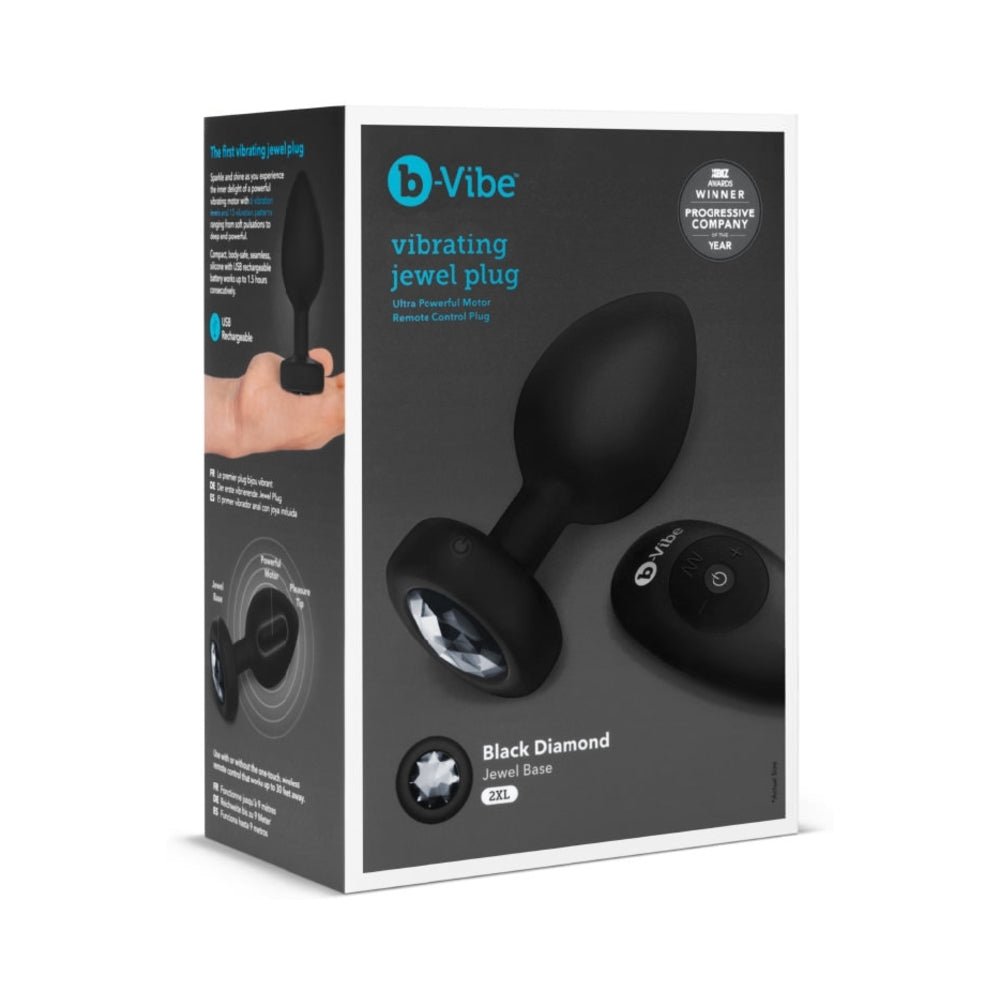 b-Vibe Vibrating Jewel Rechargeable Remote-Controlled Anal Plug with Gem Base Black Diamond XX-Large - Image 6