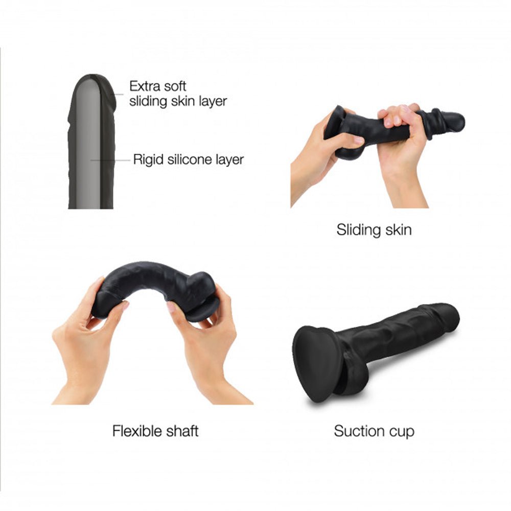 Strap-On-Me Realistic Collection Sliding Skin Dual-Density Silicone Dildo Black M - Image 3