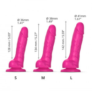 Alternative view of Strap-On-Me Realistic Collection Sliding Skin Dual-Density Silicone Dildo Fuchsia L