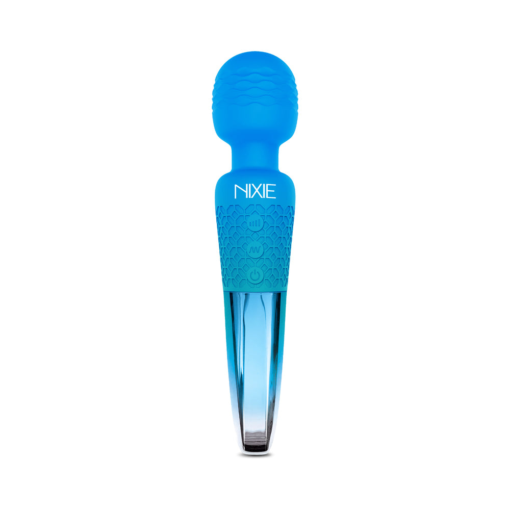 Nixie Rechargeable Wand Massager Blue Ombre Metallic - Image 3