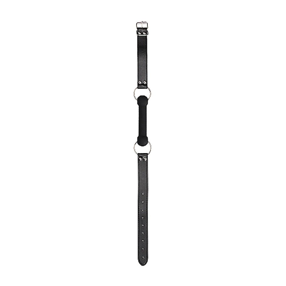 Ouch! Black & White Silicone Bit Gag With Adjustable Bonded Leather Straps Black - Image 6