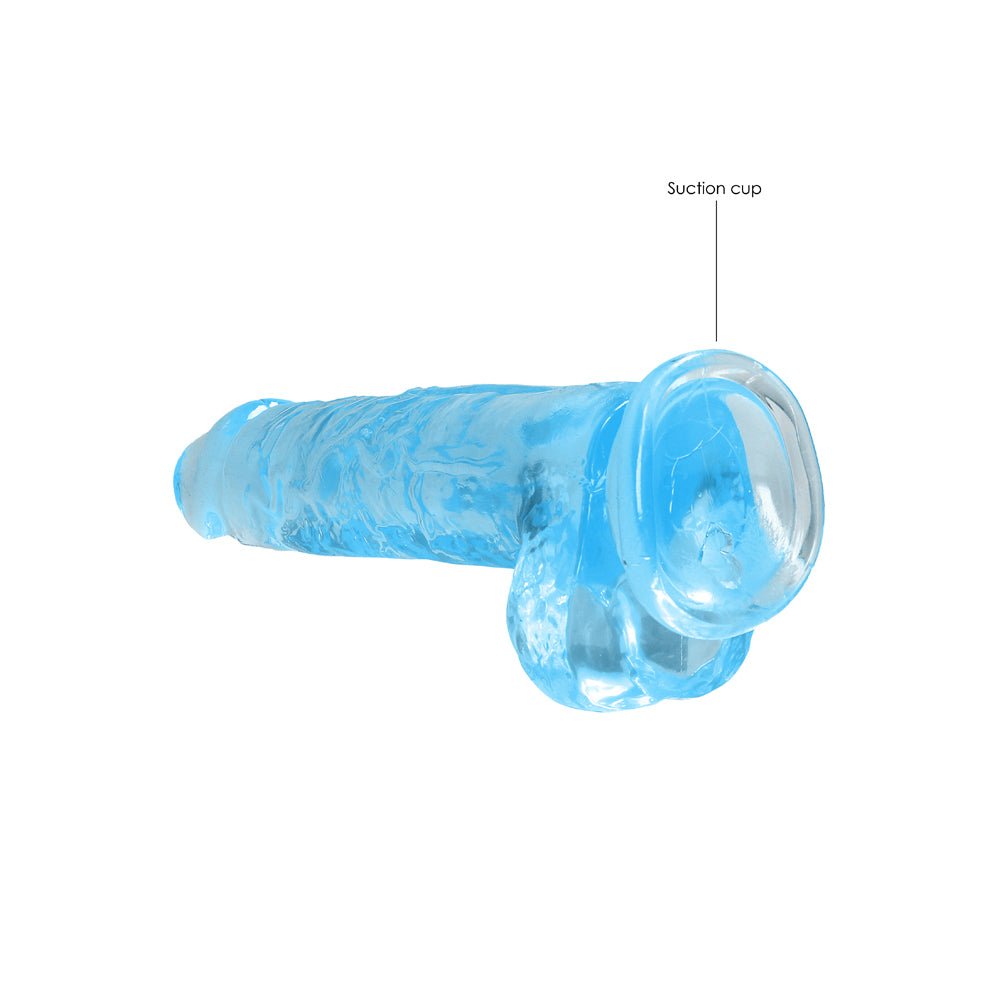 RealRock Crystal Clear Realistic 8 in. Dildo With Balls and Suction Cup Blue - Image 6
