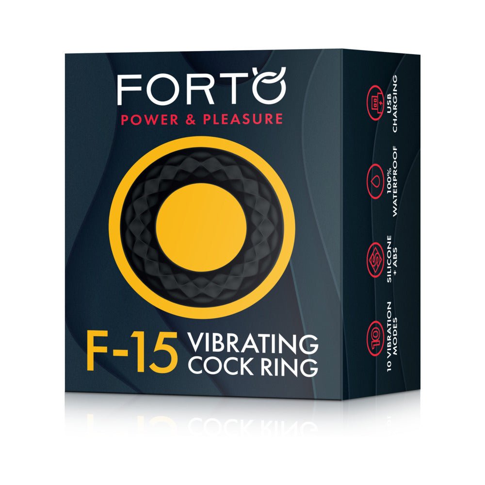 Forto F-15 Rechargeable Silicone Vibrating Cockring Black - Image 6