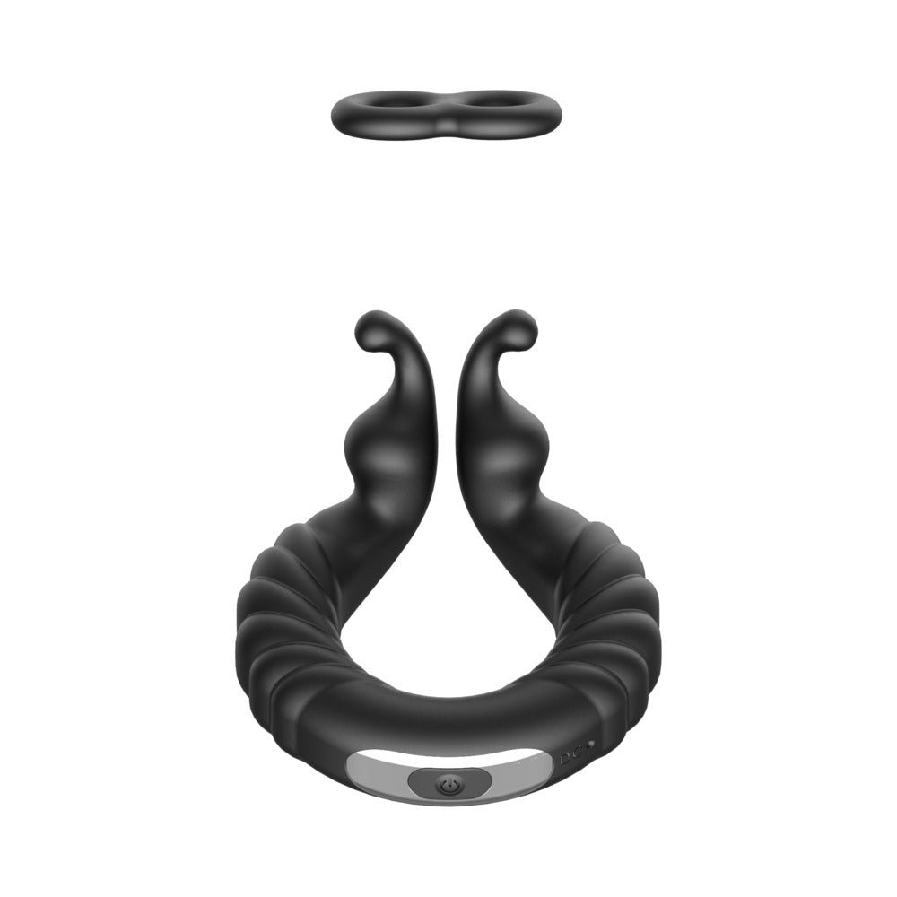 Forto F-24 Rechargeable Silicone Textured Vibrating Cockring Black - Image 2