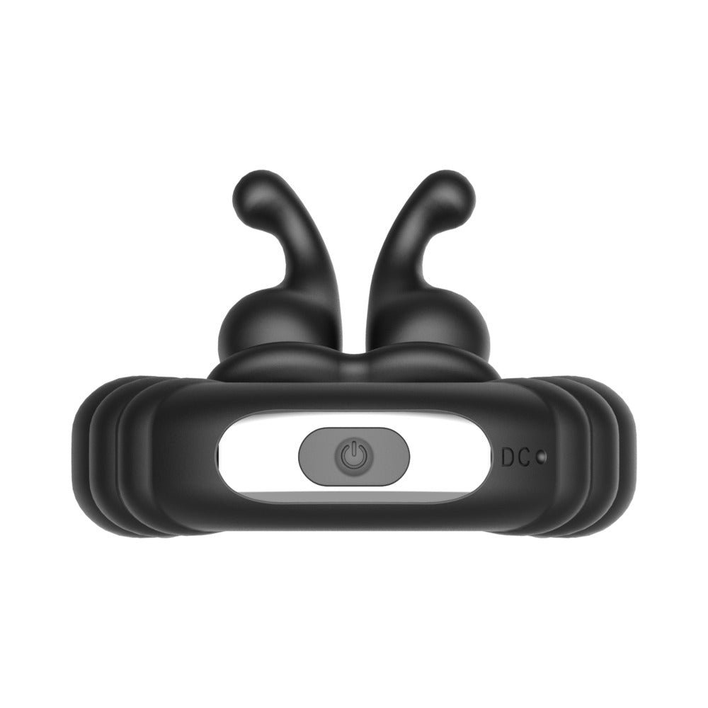Forto F-24 Rechargeable Silicone Textured Vibrating Cockring Black - Image 6