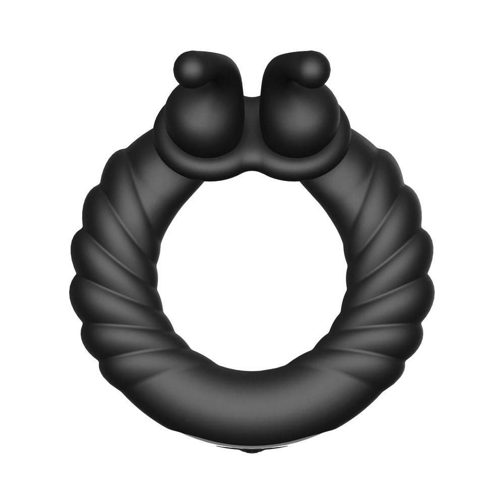 Forto F-24 Rechargeable Silicone Textured Vibrating Cockring Black - Image 8