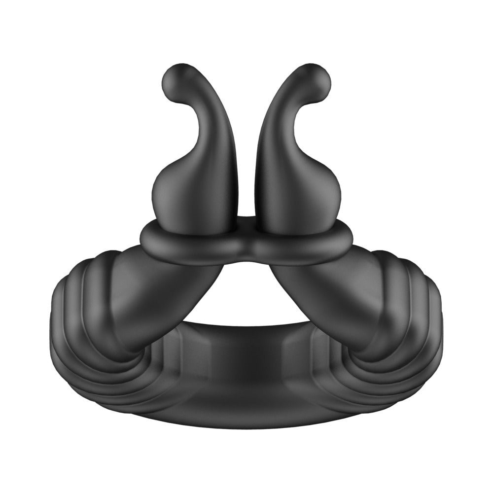 Forto F-24 Rechargeable Silicone Textured Vibrating Cockring Black - Image 9