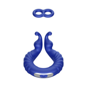 Alternative view of Forto F-24 Rechargeable Silicone Textured Vibrating Cockring Blue