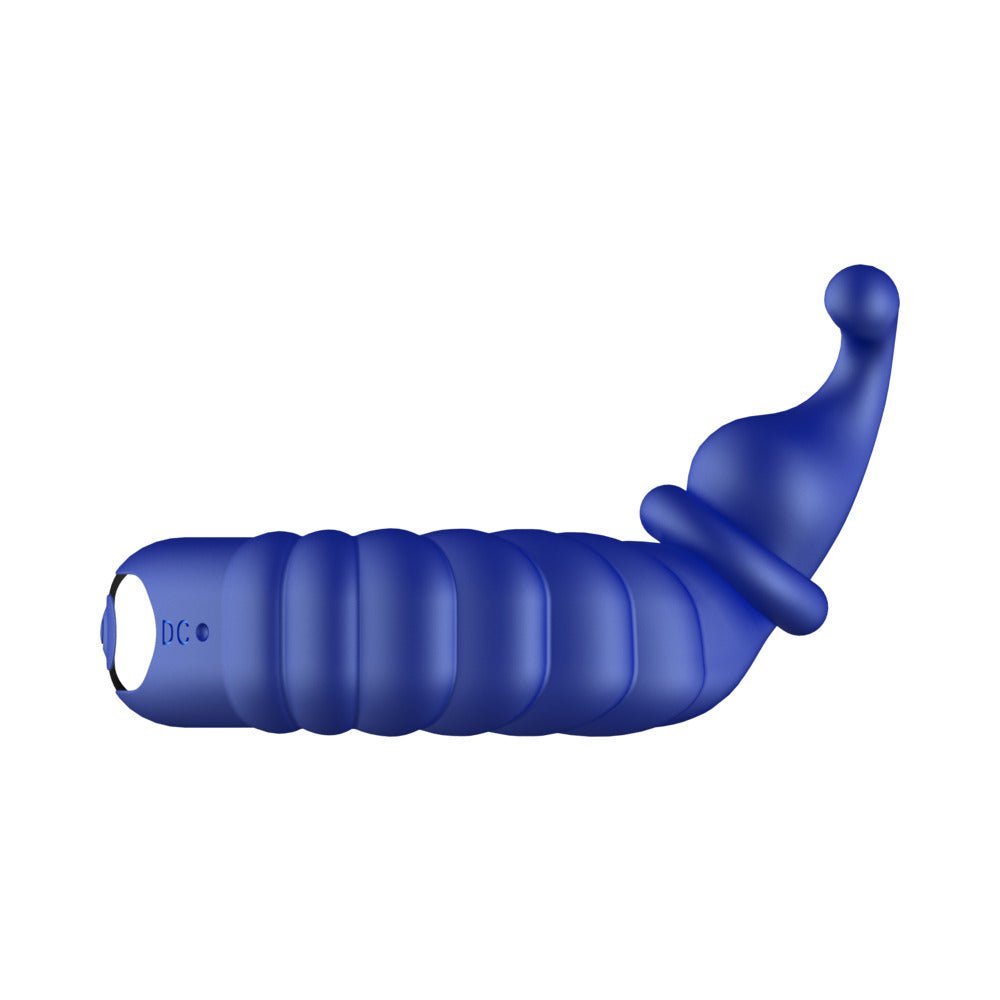 Forto F-24 Rechargeable Silicone Textured Vibrating Cockring Blue - Image 7