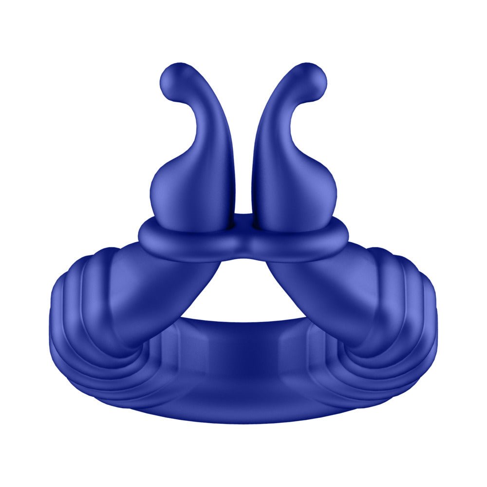 Forto F-24 Rechargeable Silicone Textured Vibrating Cockring Blue - Image 9