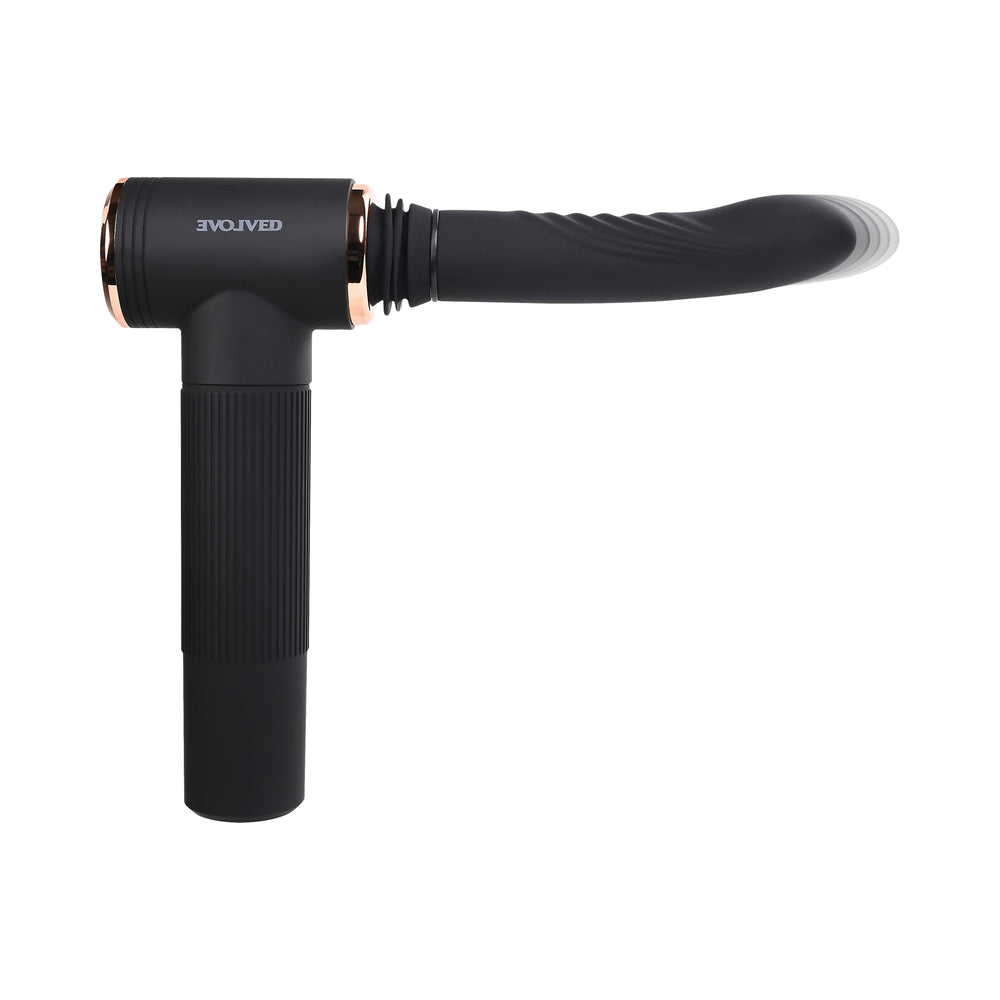 Evolved Too Hot To Handle Rechargeable Silicone Thrusting Sex Machine Black - Image 8