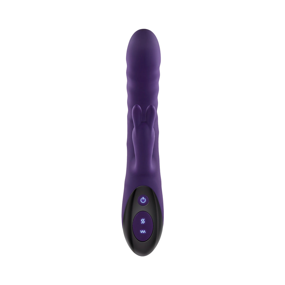 Evolved Rascally Rabbit Rechargeable Thrusting Swirling Silicone Vibrator Purple - Image 6
