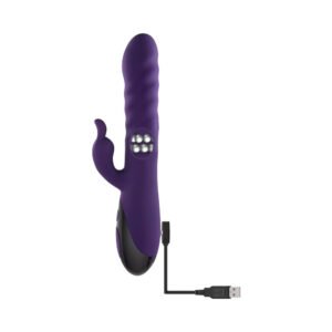Evolved Rascally Rabbit Rechargeable Thrusting Swirling Silicone Vibrator Purple - Image 8