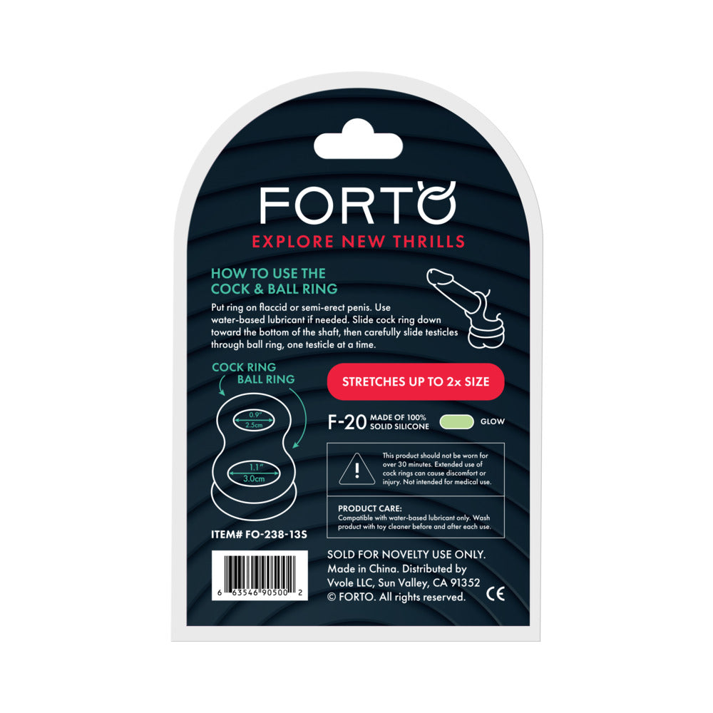 Forto F-20 Liquid Silicone Cockring & Ball Stretcher Small Glow - Image 5