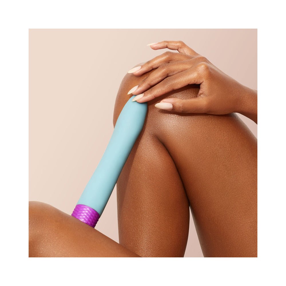 FemmeFunn Densa Bullet Rechargeable Dual Density Silicone Slimline Vibrator Light Blue - Image 4