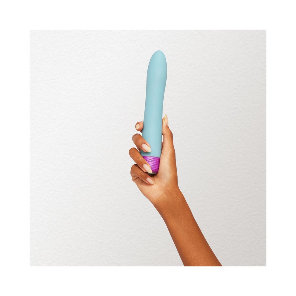 FemmeFunn Densa Bullet Rechargeable Dual Density Silicone Slimline Vibrator Light Blue - Image 5