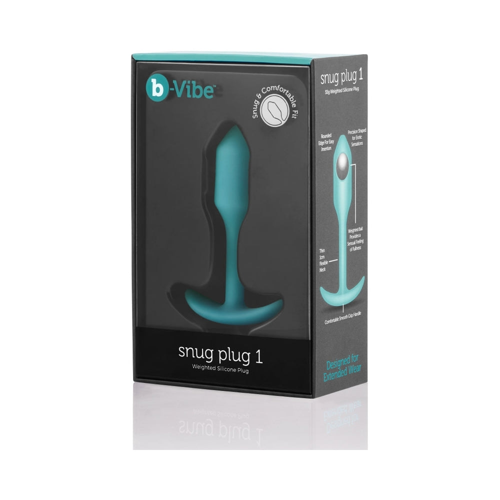 b-Vibe Snug Plug 1 Weighted Silicone Anal Plug Mint - Image 2