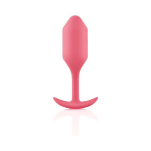 b-Vibe Snug Plug 2 Weighted Silicone Anal Plug Coral - Image 3