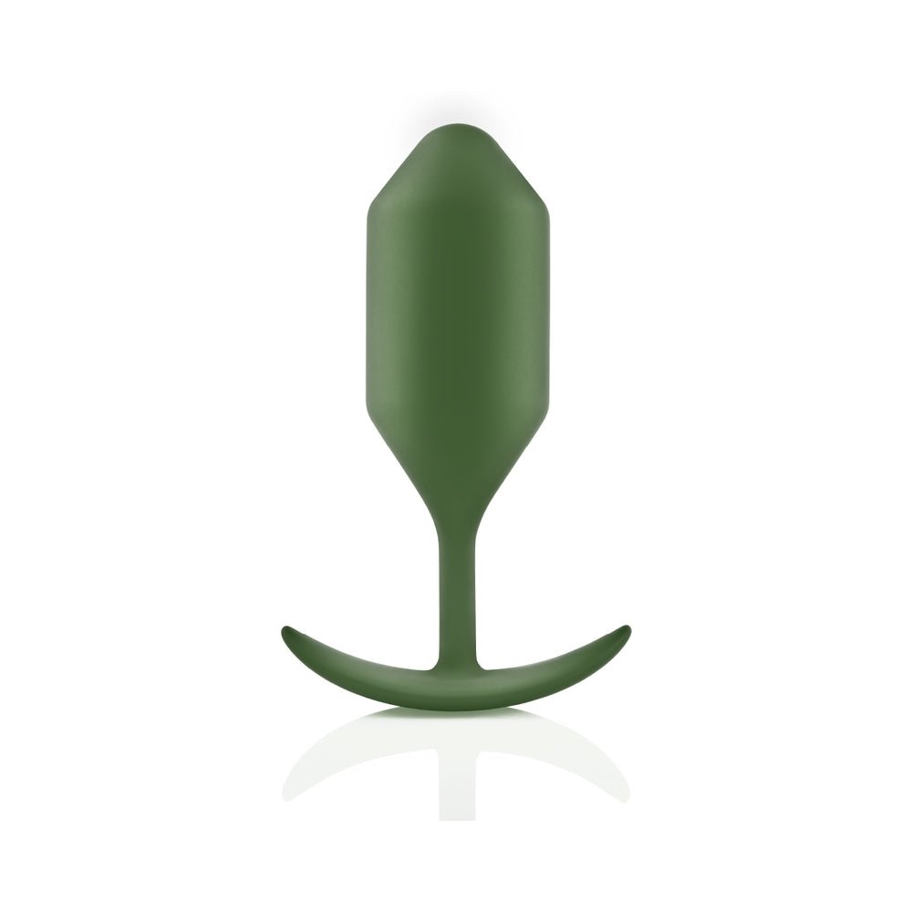b-Vibe Snug Plug 4 Weighted Silicone Anal Plug Army - Image 3