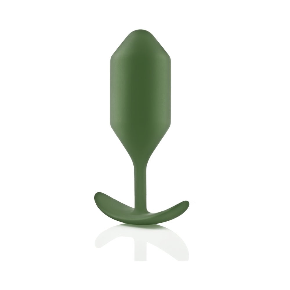 b-Vibe Snug Plug 4 Weighted Silicone Anal Plug Army - Image 4