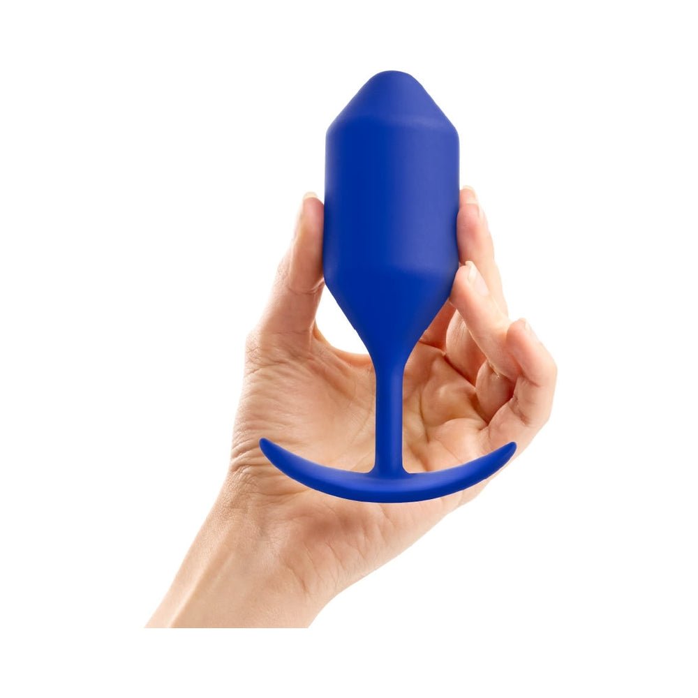 b-Vibe Snug Plug 4 Weighted Silicone Anal Plug Navy - Image 6