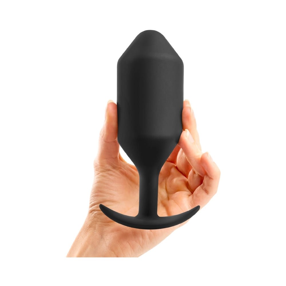 b-Vibe Snug Plug 7 Weighted Silicone Anal Plug Black - Image 5
