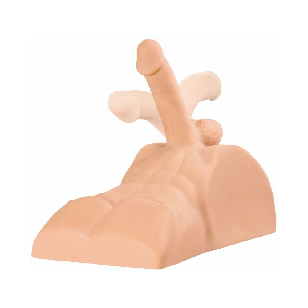 PDX Plus Perfect Ride Anal Masturbator With 6 in. Posable Dildo Beige - Image 3