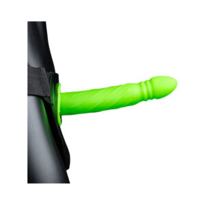 Alternative view of Ouch! Twisted 8 in. Glow in the Dark Hollow Strap-On Neon Green