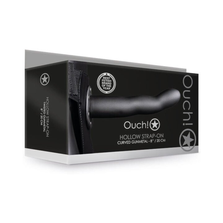 Ouch! Curved 8 in. Hollow Strap-On Gunmetal
