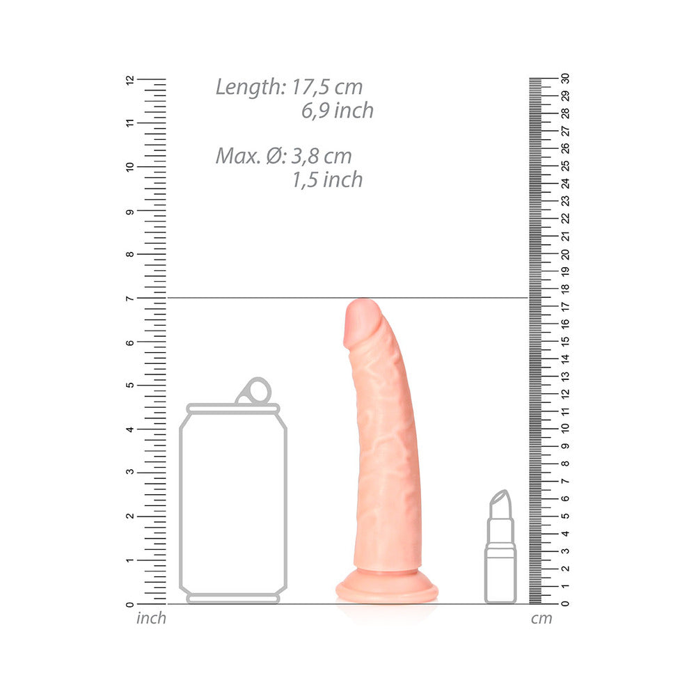 RealRock Realistic 6 in. Slim Dildo With Suction Cup Beige - Image 6
