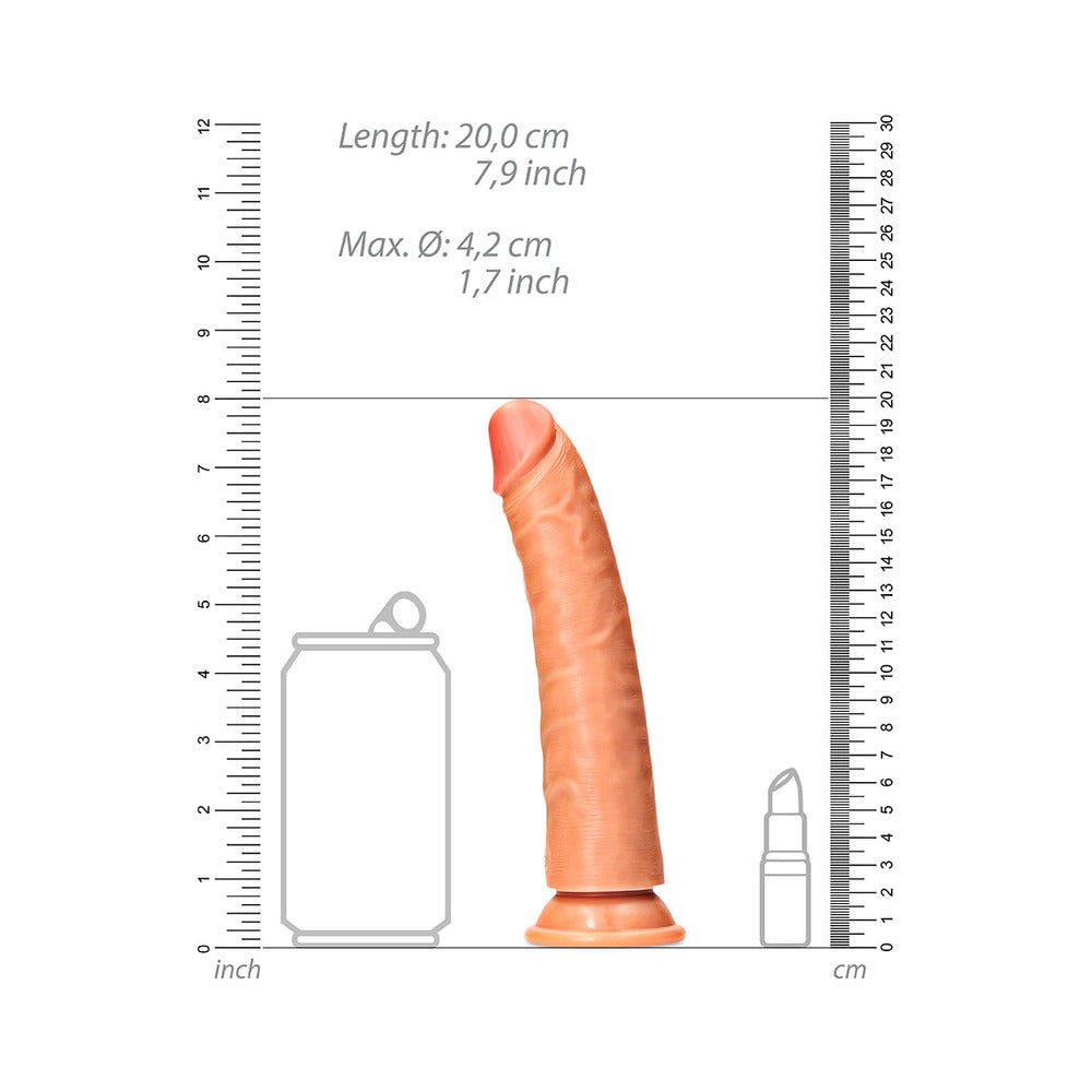 RealRock Realistic 7 in. Slim Dildo With Suction Cup Tan - Image 6