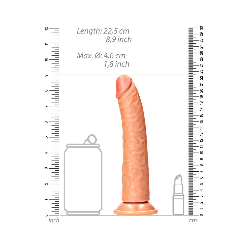 RealRock Realistic 8 in. Slim Dildo With Suction Cup Tan - Image 6