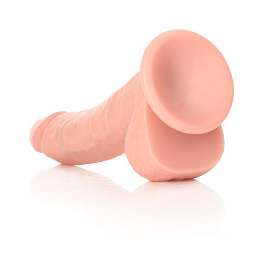 RealRock Realistic 8 in. Curved Dildo With Balls and Suction Cup Beige - Image 5