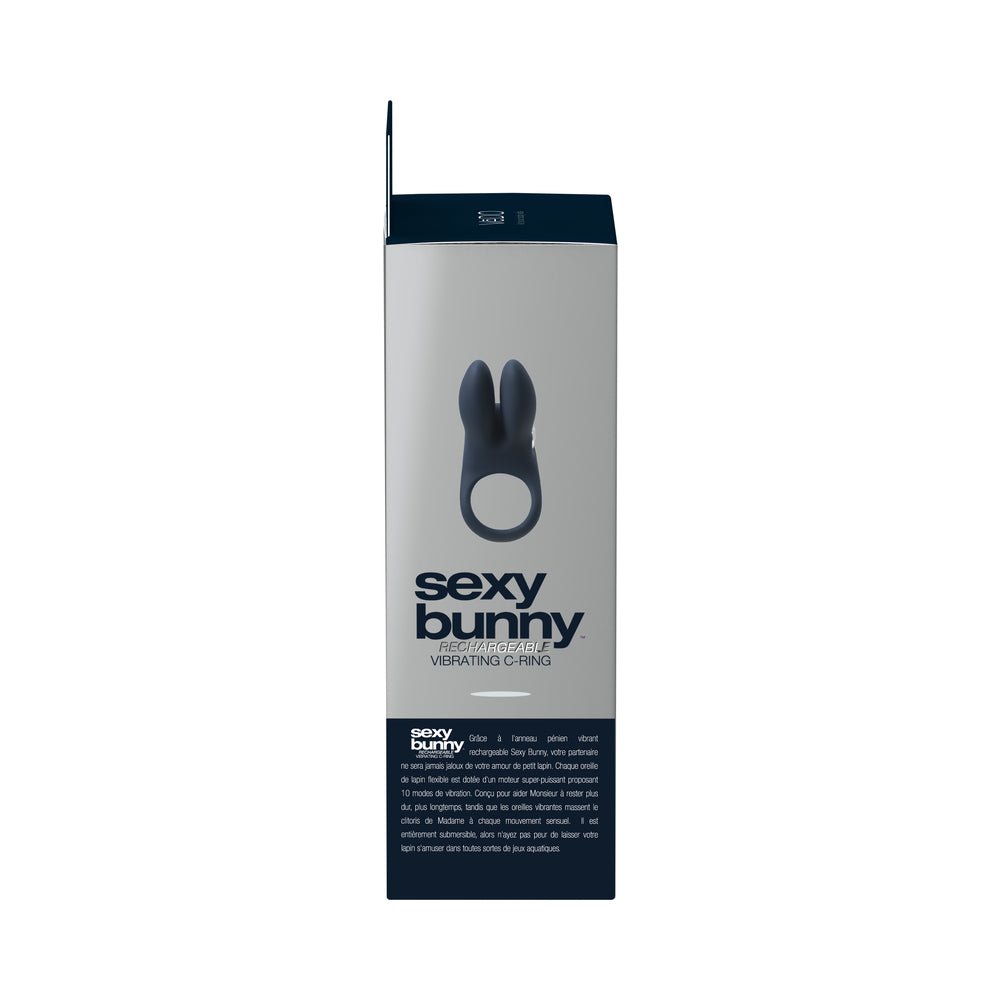 VeDO Sexy Bunny Rechargeable Vibrating C-Ring Black Pearl - Image 6