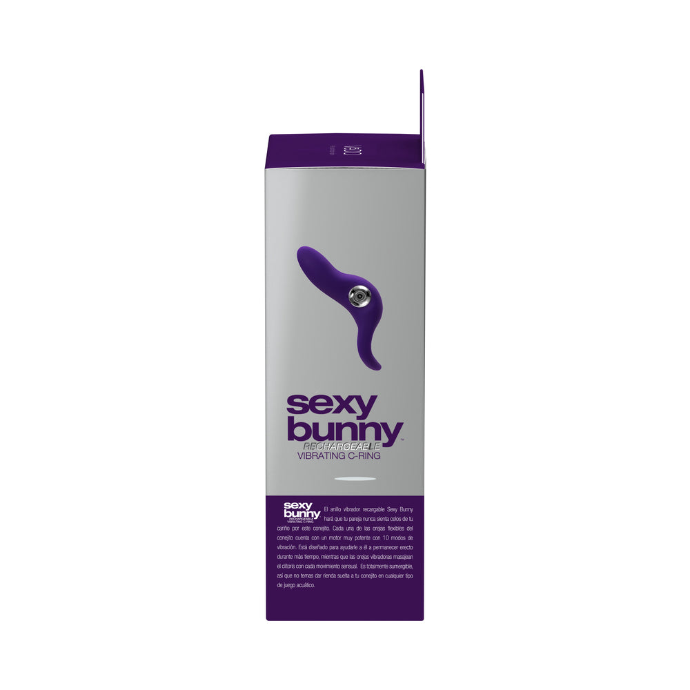 VeDO Sexy Bunny Rechargeable Vibrating C-Ring Deep Purple - Image 7