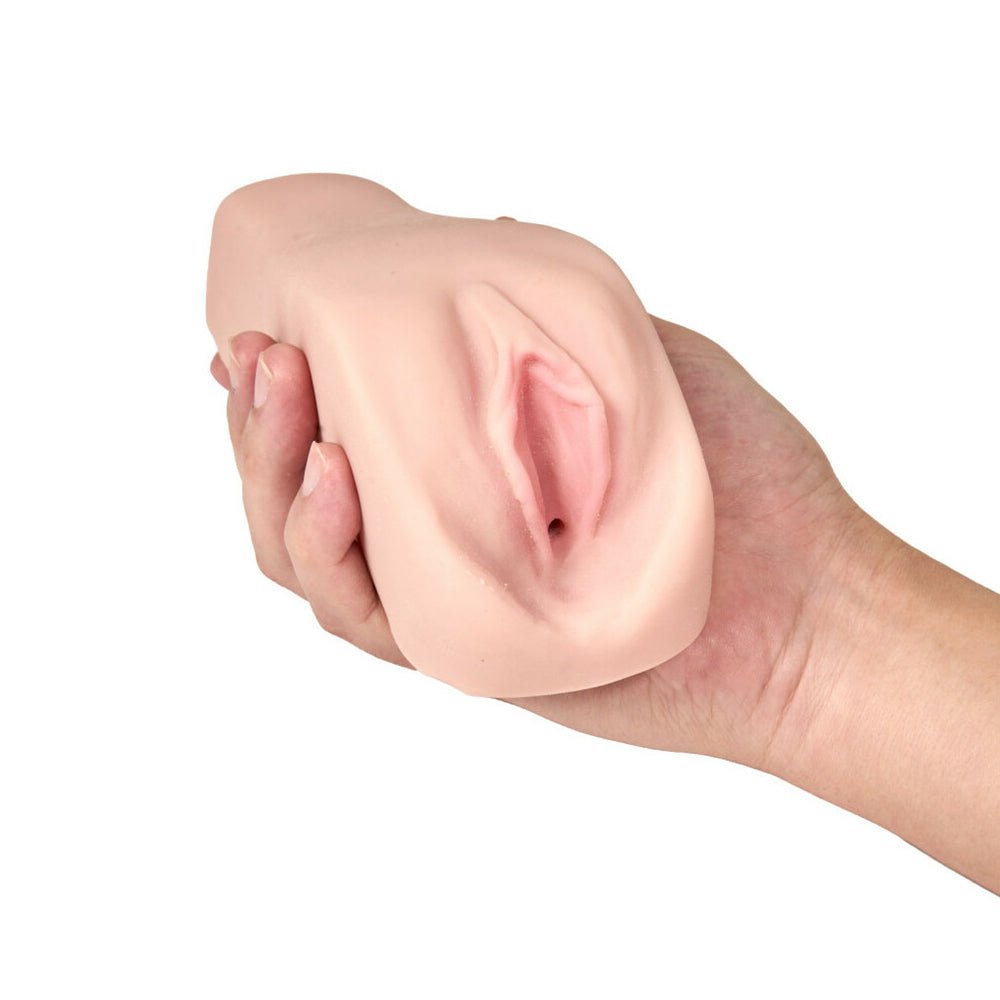 M Elite Soft + Wet Natasha Vagina Stroker with Bullet Vibrator Beige - Image 4