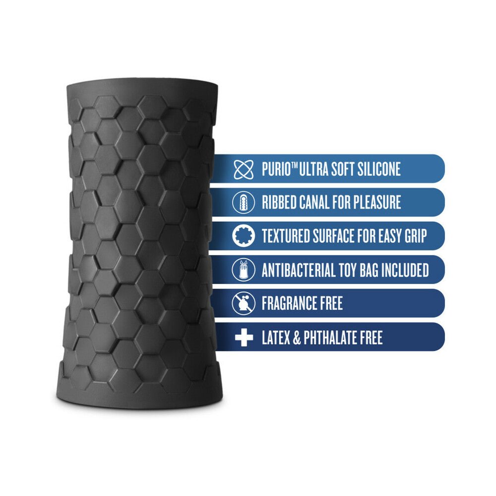 M Elite Platinum Hekx Silicone Stroker Black - Image 4