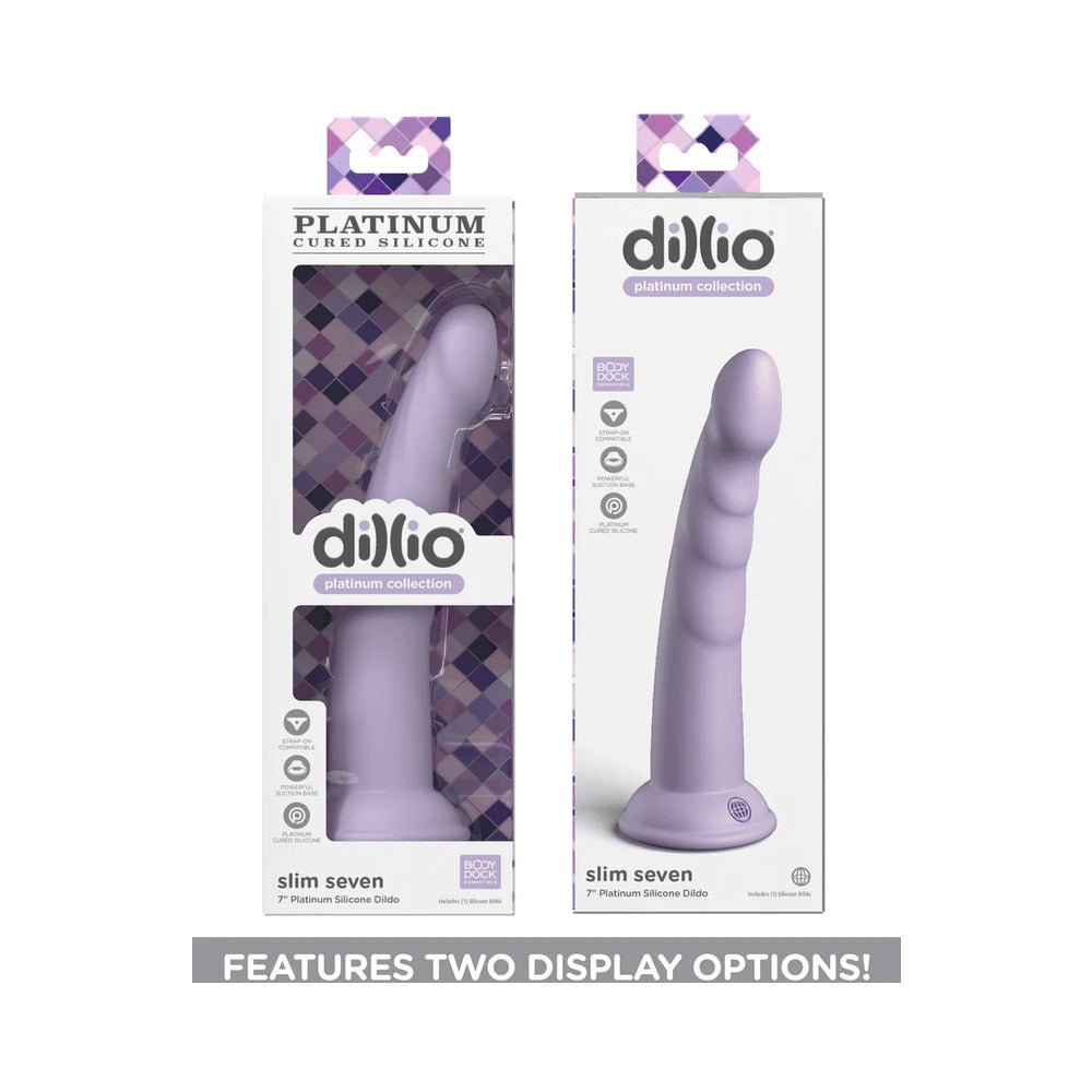 Dillio Platinum Collection Slim Seven 7 in. Silicone Dildo Purple - Image 5