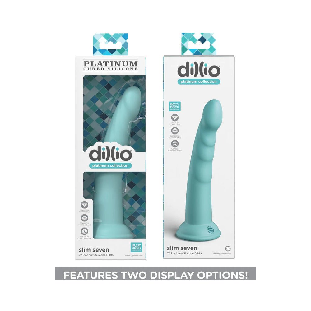 Dillio Platinum Collection Slim Seven 7 in. Silicone Dildo Teal - Image 5