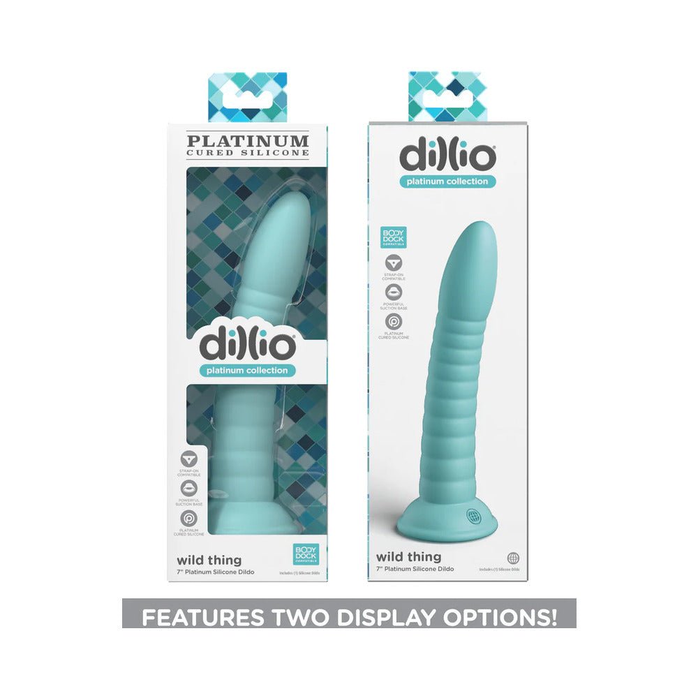 Dillio Platinum Collection Wild Thing 7 in. Silicone Dildo Teal - Image 5