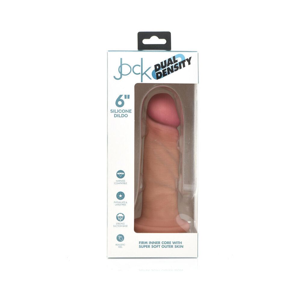 Curve Toys Jock Dual Density 6 in. Silicone Dildo with Suction Cup Light - Image 3