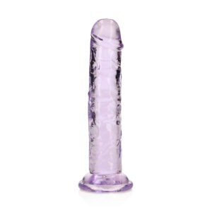 RealRock Crystal Clear Straight 6 in. Dildo Without Balls Purple - Image 2