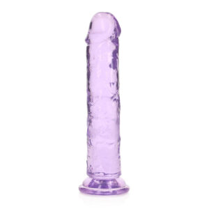 Alternative view of RealRock Crystal Clear Straight 7 in. Dildo Without Balls Purple