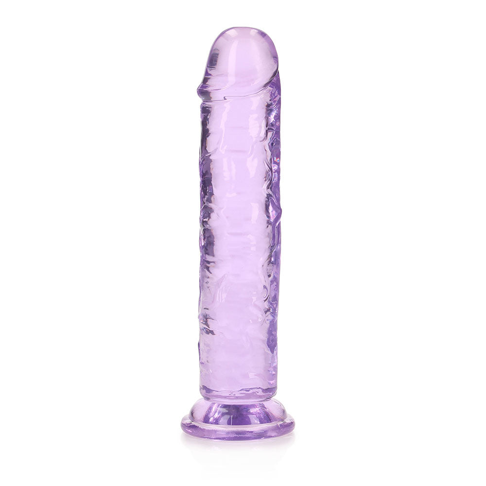 RealRock Crystal Clear Straight 7 in. Dildo Without Balls Purple - Image 3