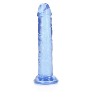 Alternative view of RealRock Crystal Clear Straight 6 in. Dildo Without Balls Blue