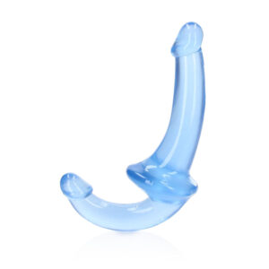 Alternative view of RealRock Crystal Clear 6 in. Strapless Strap-On Dildo Blue