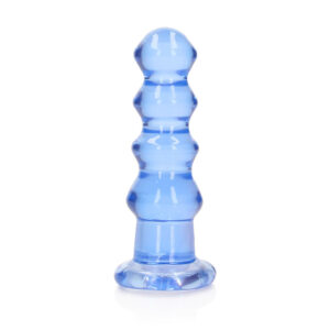 Alternative view of RealRock Crystal Clear Curvy 5.5 in. Dildo/Plug Blue